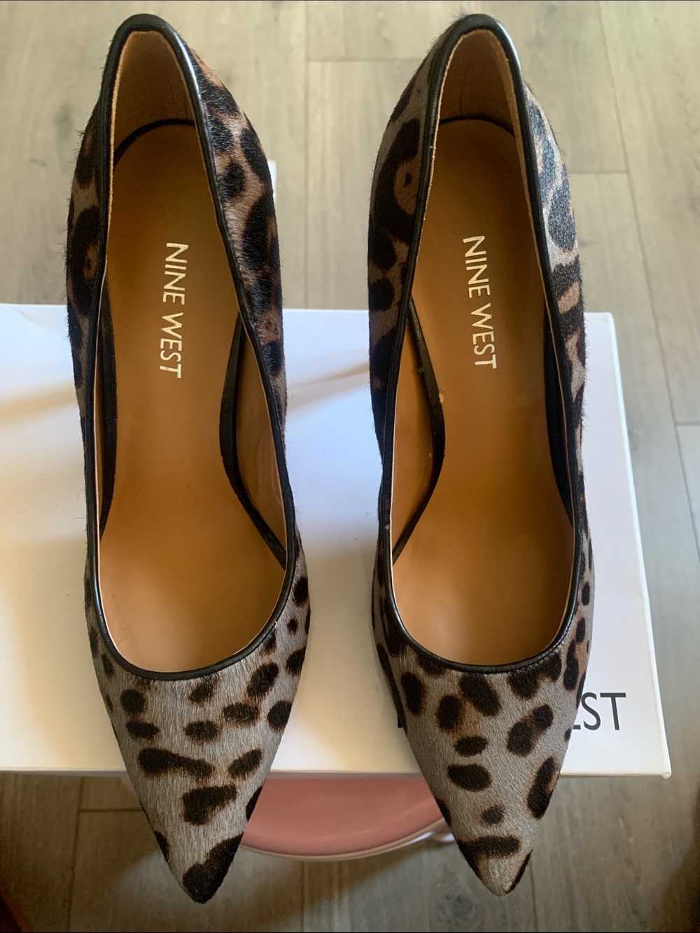 Nine West Leopard-Print Pointed Toe Pumps - Brown/Black